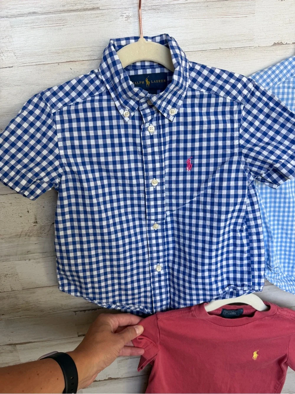 Ralph Lauren Kids Gingham Button-Down & Tee Set - Navy, Light Blue & Red